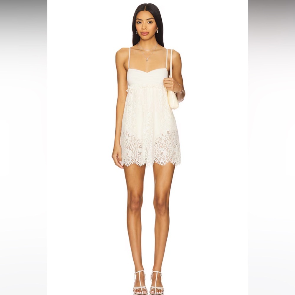 AFRM Strapless Cream Lace Dress